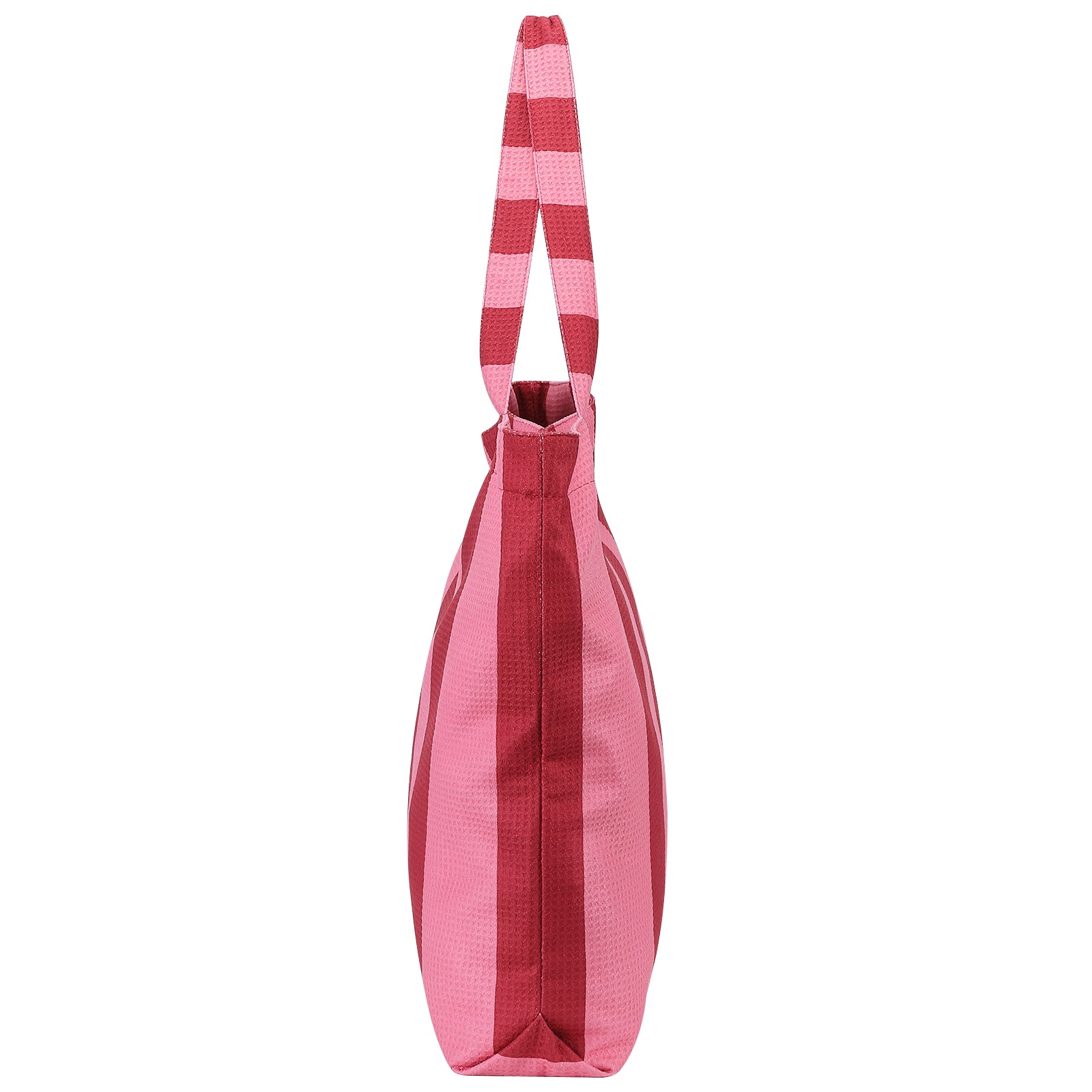 Grote zonne-tas met roze strepen, sandfree en compact opvouwbaar, van het merk Piece of Sun.