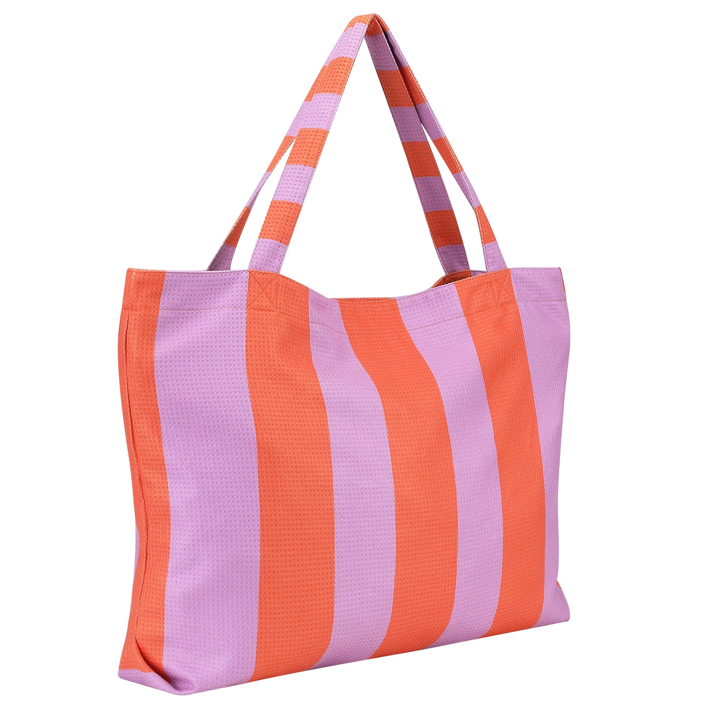 Lila-oranje strandtas van Piece of Sun, lichtgewicht, sneldrogend en perfect voor het strand.